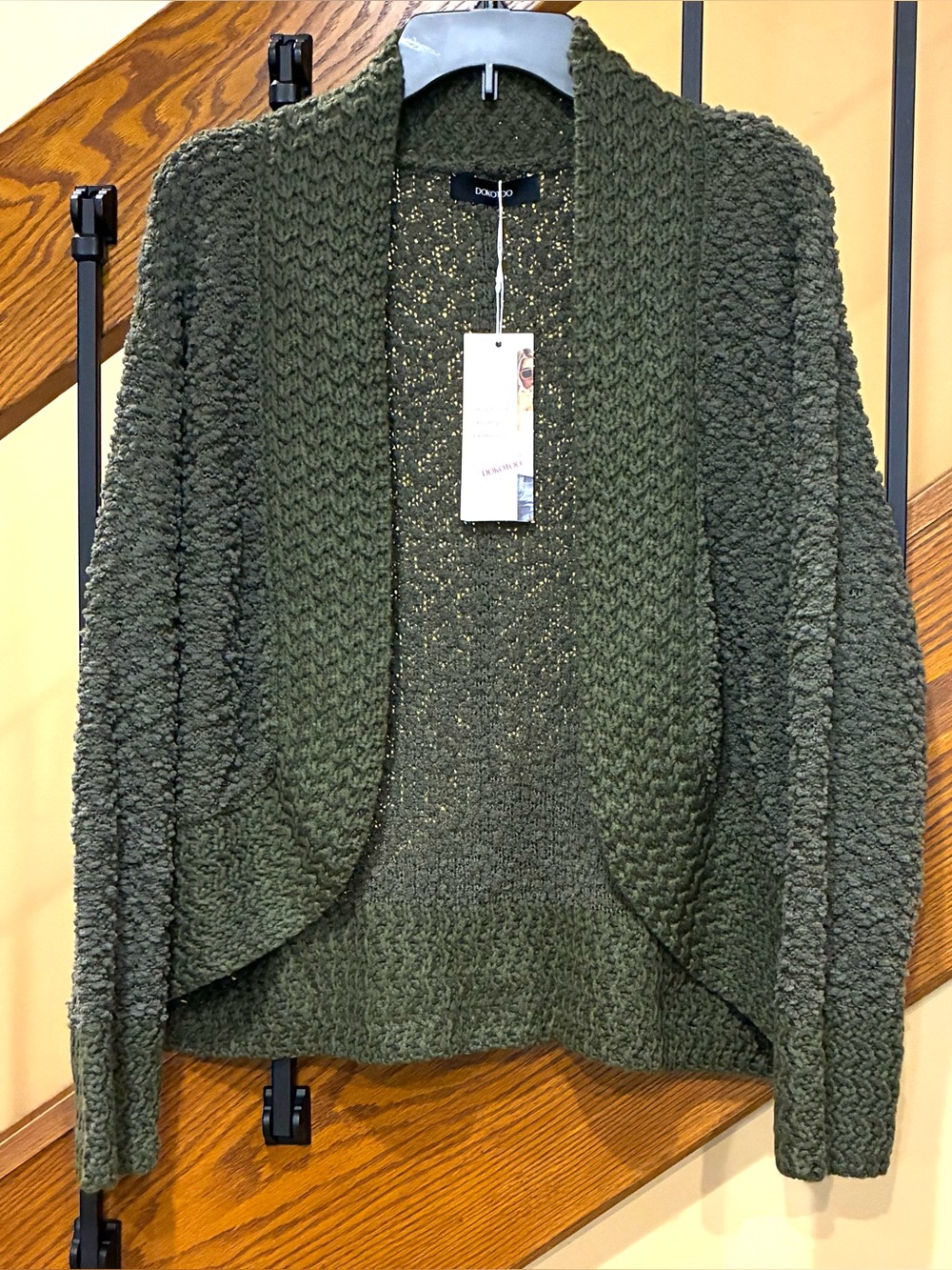 Dokotoo Cardigan Open Front Long Sleeve Chunky Olive green SZ Med NWT